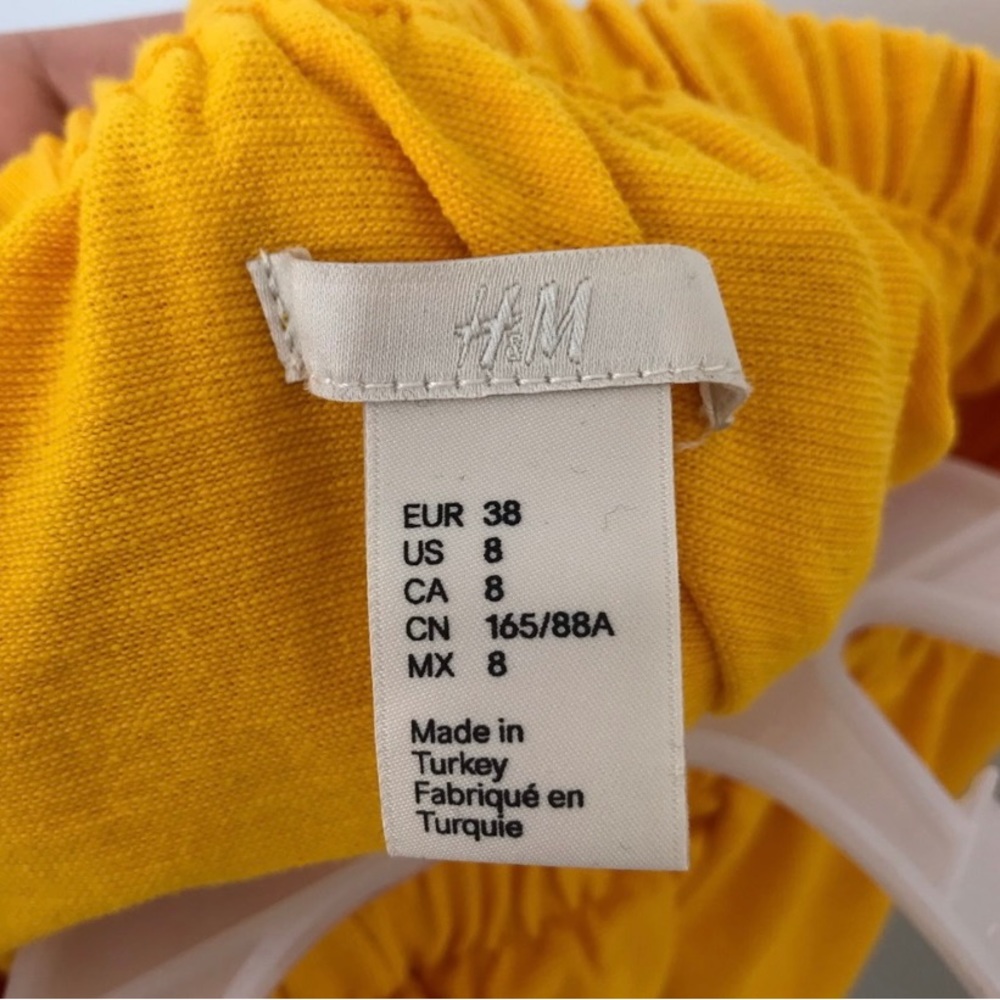 H&M golden yellow off shoulder ruffle dress, size 8 - Picture 2 of 3